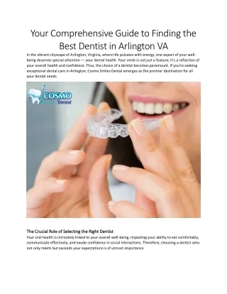 Your Comprehensive Guide to Finding the Best Dentist in Arlington VA