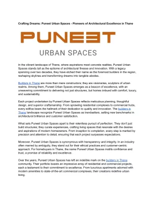 Crafting Dreams_ Puneet Urban Spaces - Pioneers of Architectural Excellence in Thane