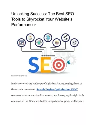 Unlocking Success_ The Best SEO Tools to Skyrocket Your Website’s Performance·