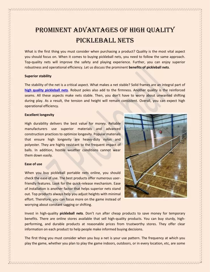 prominent advantages of high quality pickleball