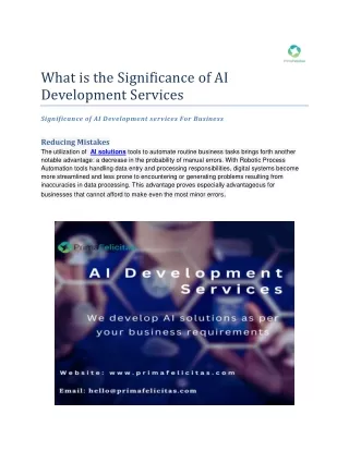 What is the Significance of AI Development Services