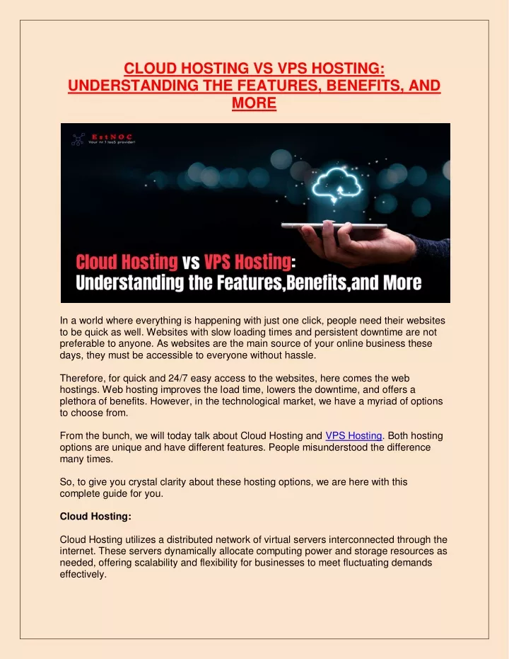cloud hosting vs vps hosting understanding