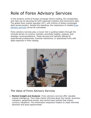 Role of Forex Advisory Services - Forexopher