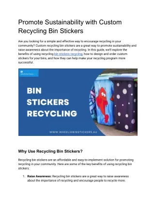 Bin stickers recycling