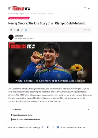 Neeraj Chopra The Life Story of an Olympic Gold Medalist