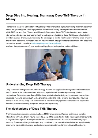 Deep Dive into Healing Brainsway Deep TMS Therapy in Albany
