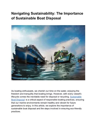 Sustainable Boat Disposal