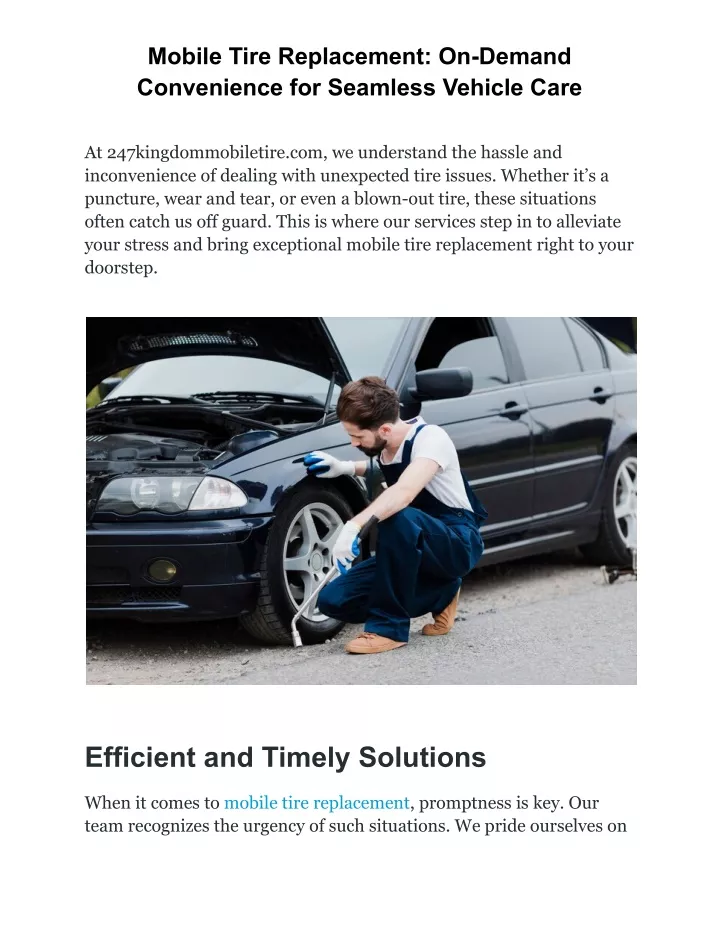 mobile tire replacement on demand convenience