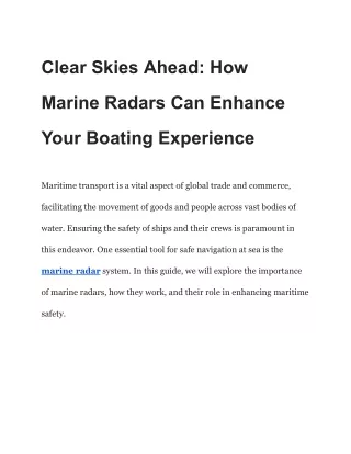 Clear Skies Ahead_ How Marine Radars Can Enhance Your Boating Experience