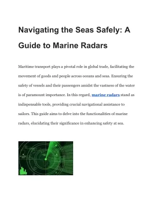 Navigating the Seas Safely_ A Guide to Marine Radars