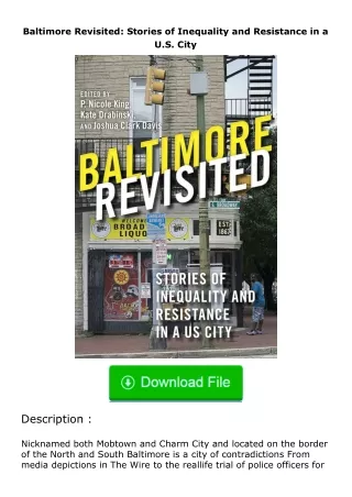 ✔️READ ❤️Online Baltimore Revisited: Stories of Inequality and Resistance in a