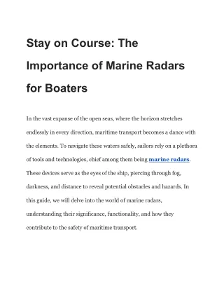 Stay on Course_ The Importance of Marine Radars for Boaters