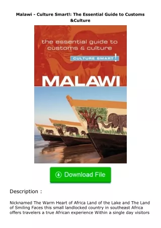 [READ]⚡PDF✔ Malawi - Culture Smart!: The Essential Guide to Customs & Culture