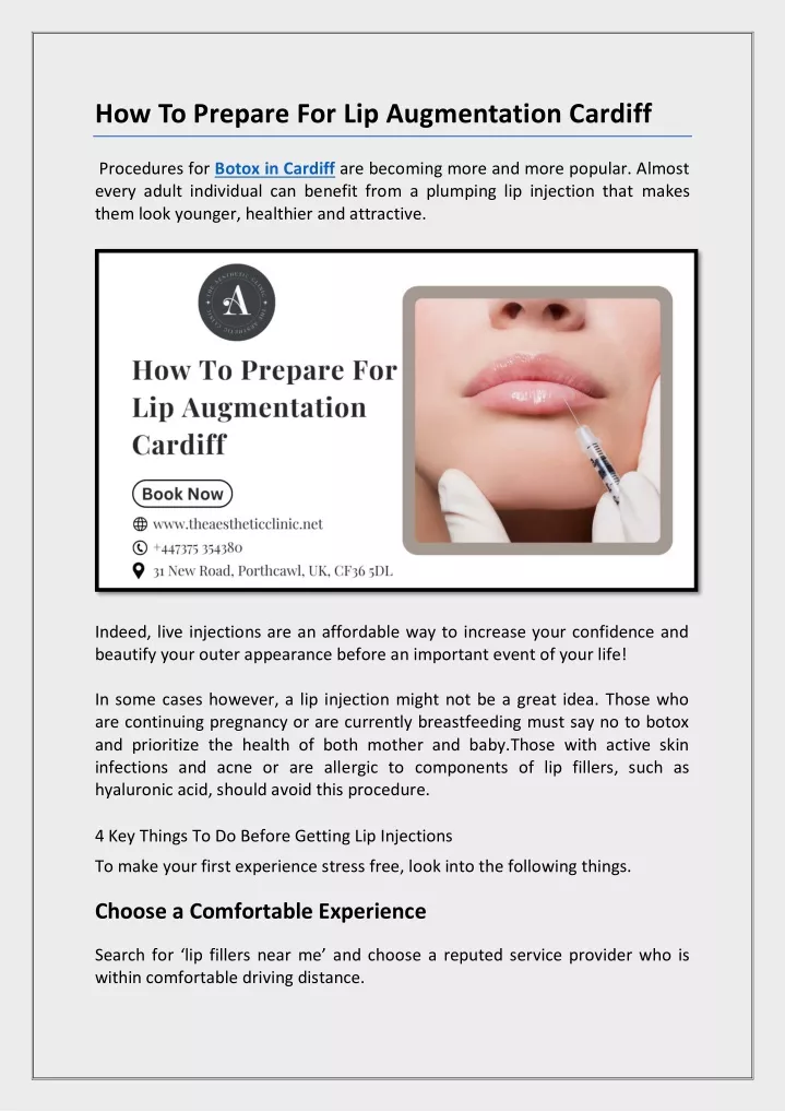 how to prepare for lip augmentation cardiff