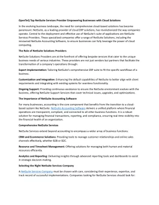 openteq top netsuite services provider empowering