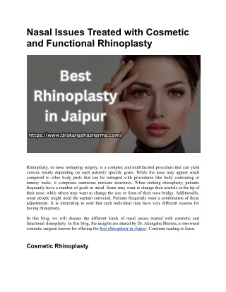 Best Rhinoplasty in Jaipur