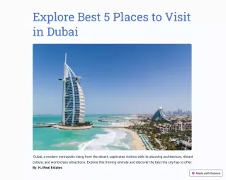 Explore Best 5 Places to Visit in Dubai