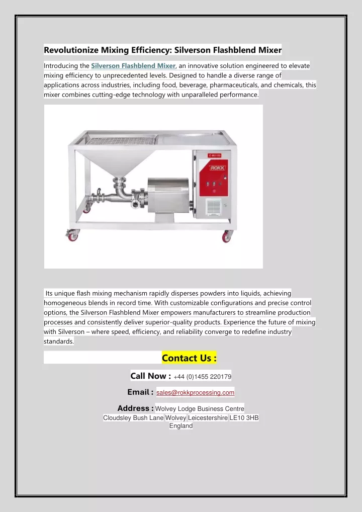 revolutionize mixing efficiency silverson