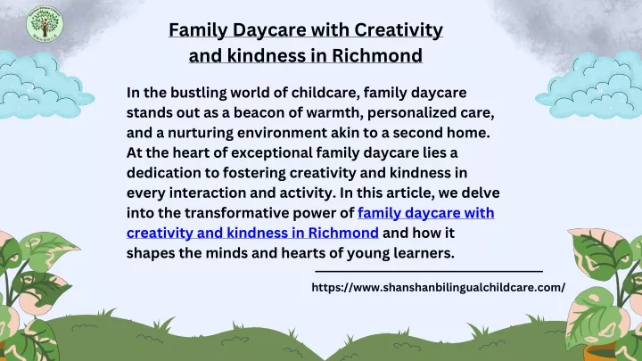 family daycare with creativity and kindness