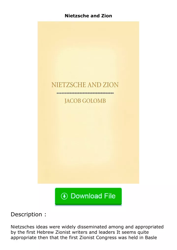 PPT - ( ️pdf)full download Nietzsche and Zion PowerPoint Presentation ...