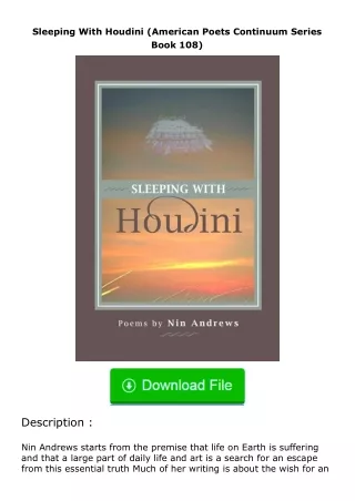 ❤PDF⚡ Sleeping With Houdini (American Poets Continuum Series Book 108)