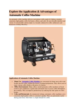 explore the application advantages of automatic