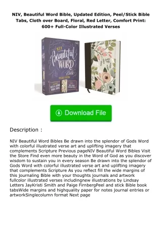 Download❤[READ]✔ NIV, Beautiful Word Bible, Updated Edition, Peel/Stick Bible