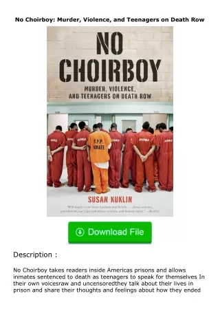 Download⚡ No Choirboy: Murder, Violence, and Teenagers on Death Row