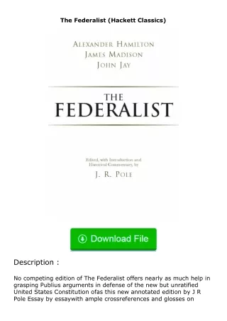 pdf❤(download)⚡ The Federalist (Hackett Classics)