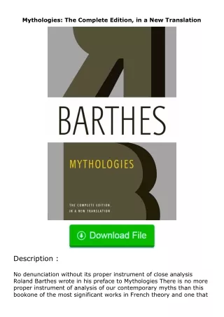 PDF✔Download❤ Mythologies: The Complete Edition, in a New Translation