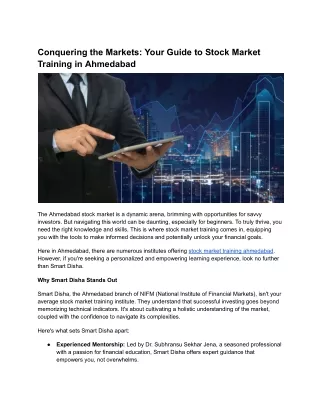 Your Guide to Stock Market Training in Ahmedabad