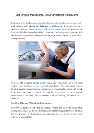 Cost-Effective Magnificence Cheap Car Detailing in Melbourne 07-05-2024