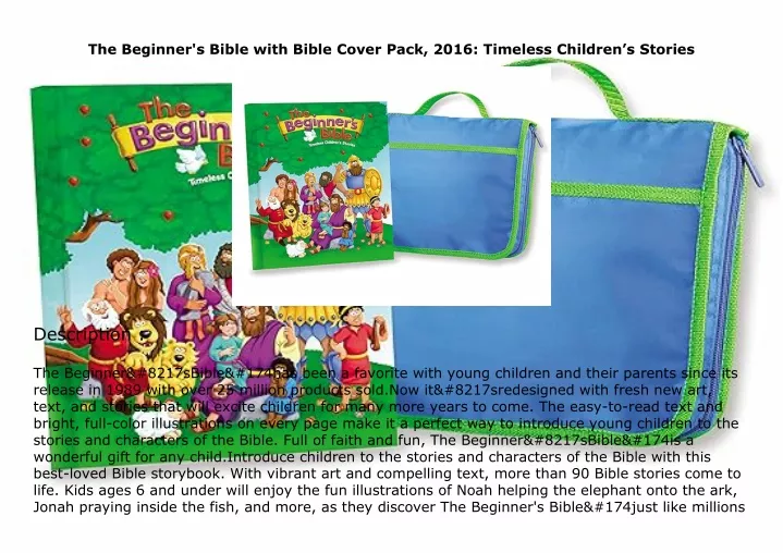 the beginner s bible with bible cover pack 2016