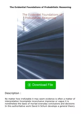 free read (✔️pdf❤️) The Evidential Foundations of Probabilistic Reasoning