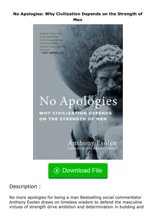 ✔️download⚡️ (pdf) No Apologies: Why Civilization Depends on the Strength of M