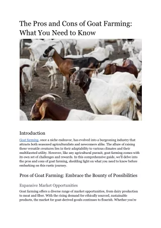 The Pros and Cons of Goat Farming_ What You Need to Know