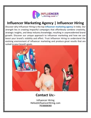 Influencer Marketing Agency  Influencer Hiring