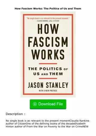✔️download⚡️ (pdf) How Fascism Works: The Politics of Us and Them