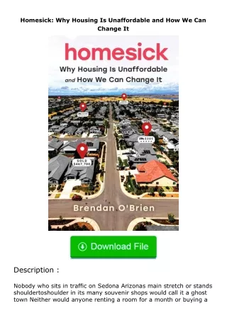 PDF✔Download❤ Homesick: Why Housing Is Unaffordable and How We Can Change It