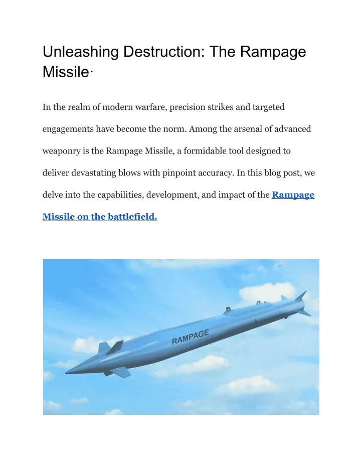 unleashing destruction the rampage missile