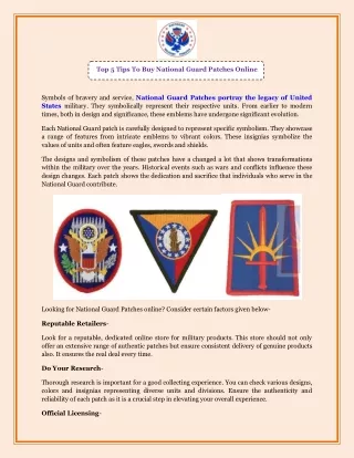 Top 5 Tips To Buy National Guard Patches Online