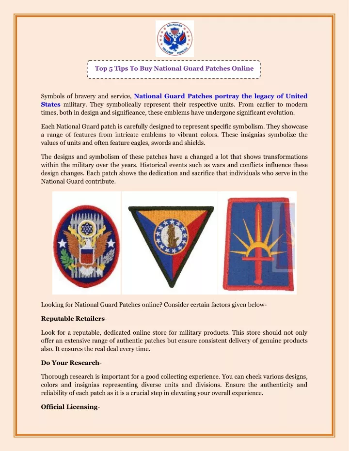 top 5 tips to buy national guard patches online