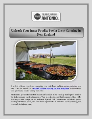 Unleash Your Inner Foodie Paella Event Catering in New England