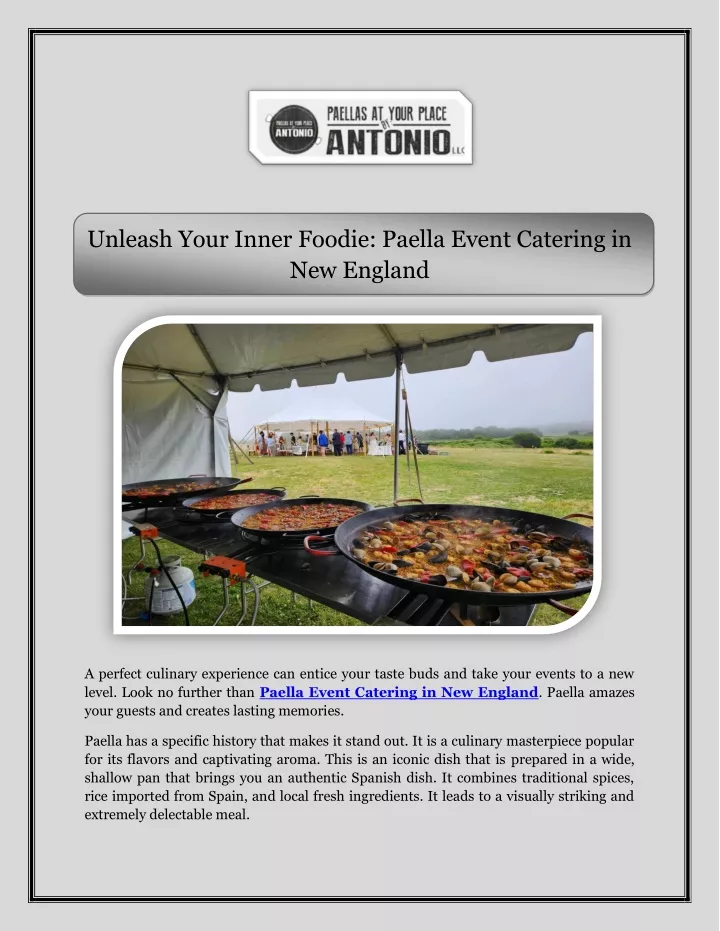 unleash your inner foodie paella event catering