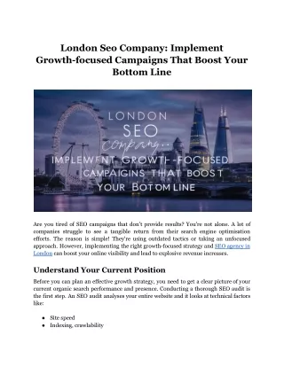 london seo company implement growth focused