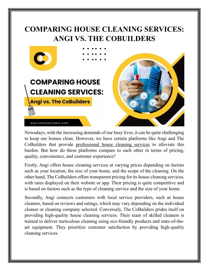 comparing house cleaning services angi