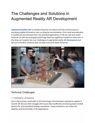 The Challenges and Solutions in Augmented Reality AR Development