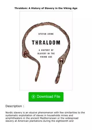 ✔️download⚡️ (pdf) Thraldom: A History of Slavery in the Viking Age