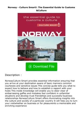 pdf❤(download)⚡ Norway - Culture Smart!: The Essential Guide to Customs & Cult