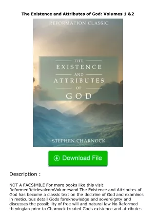 PDF✔Download❤ The Existence and Attributes of God: Volumes 1 & 2